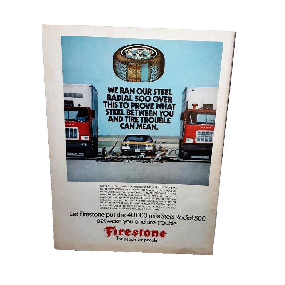 1973 Firestone Steel Radial Tires Between You and Trouble Original Print Ad 70s